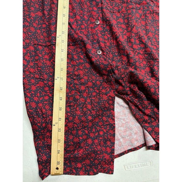 Vintage Talbots Maxi Skirt 8 Navy Red Ditsy Floral Button A-Line Long - Picture 6 of 6